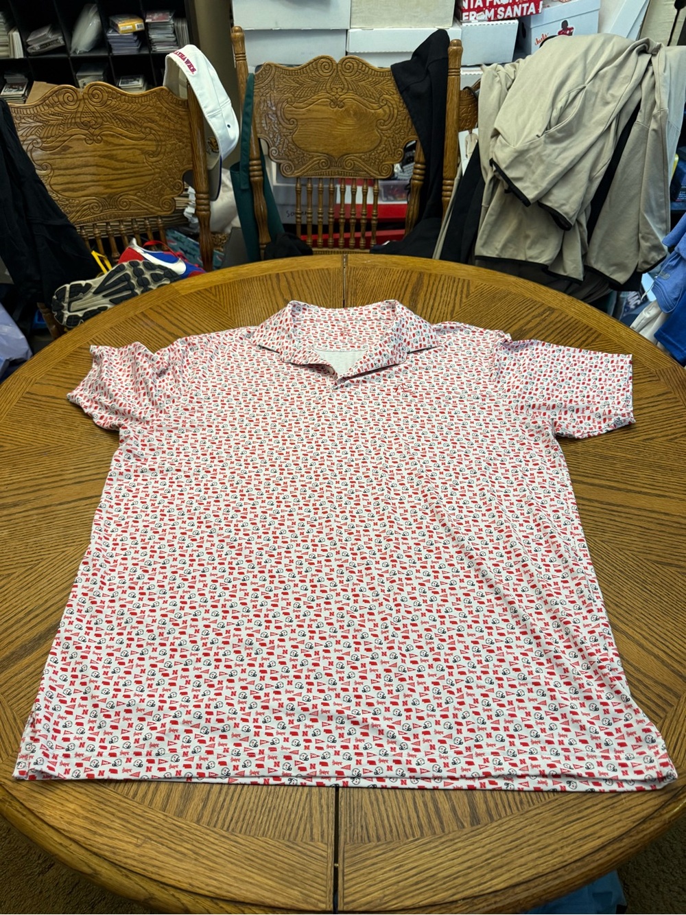 Rhoback Nebraska Cornhusker Men's Red Patterned Short-Sleeve Polo Shirt